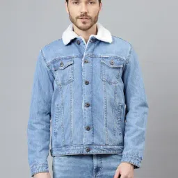 Woodland Blue Cotton Regular Fit Denim Jacket-picture-24