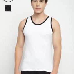 La Intimo Black & White Fancy Comfort Gym Vest (Pack of 2)-picture-38