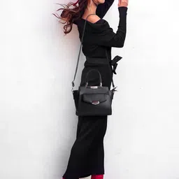 WOMEN MARKS Textured PU Structured Handheld Bag image 3