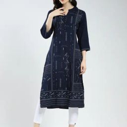 Monte Carlo Navy Blue Viscose Printed Kurti-picture-47