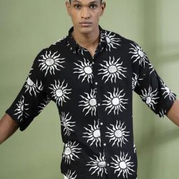 Rigo Jade Black Loose Fit Printed Shirt-image-18