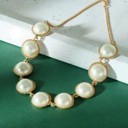 Zaveri Pearls Gold Tone Statement Pearls Embellished Contemporary Necklace-ZPFK17639-6