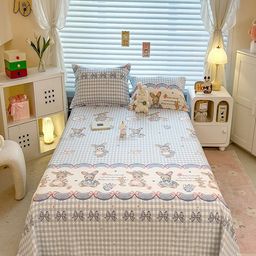 JC HOME White Cartoon Characters Printed 220 TC Cotton Single Bedsheet Set 1.60 m x 2.30 m-image-91