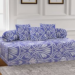 Arrabi 6-Pcs White & Purple Printed Diwan Set-29