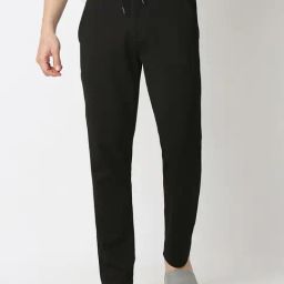 Underjeans By Spykar Black Blended Solid Regular Fit Trackpants-image-39