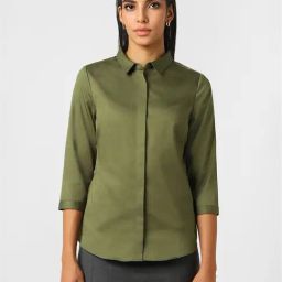 Van Heusen Olive Cotton Regular Fit Shirt-image-75
