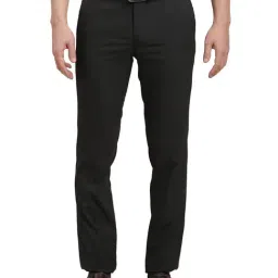 Turtle Black Slim Fit Dobby Trousers-image-90