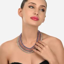 Zaveri Pearls Multicolor Beaded Contemporary Multi Strands Necklace-ZPFK17752-83