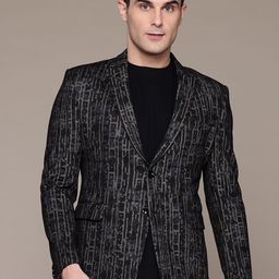 ESSAS club Abstract Print Single-Breasted Slim Fit Blazer-image-77