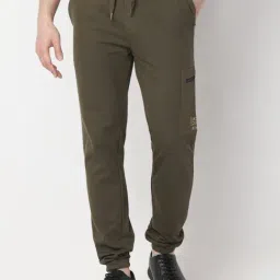 Underjeans By Spykar Olive Blended Solid Regular Fit Trackpants-image-27