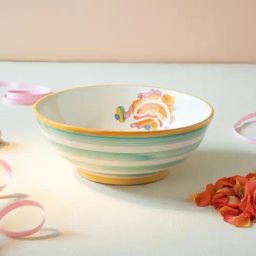 Gypsy Rose Hand Painted Ceramic Round Bowl-38