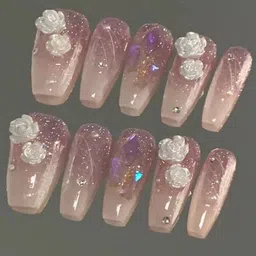 The Pink Truck Set Of 24 Reusable Artificial Nails - Purple Flower-60