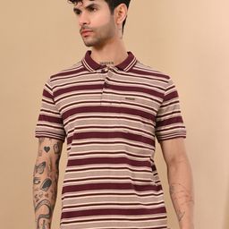 STARFOX Striped Polo Collar T-shirt-image-74