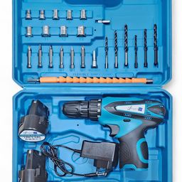 Shopper52 10MM Cordless Drill Kit Set - Blue | High Speed Battery Powered Wall Drilling Machine with 12V Li-ion Batteries | Dual Speed Keyless Chuck Drill Machine With Multiple Drilling Bits image 1