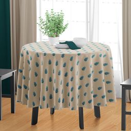 HOME COLORS.IN Beige Cotton Round 4-Seater Table Cover-52