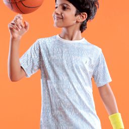 Pine Active Skin Friendly & Breathable Half Sleeves Sportswear T-Shirt- Blue & White-image-64