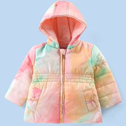 Babyhug Full Sleeves Hooded & Padded Jacket Tie Dye Print- Pink-image-97