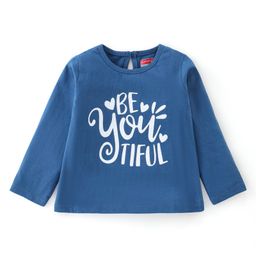 Babyhug Cotton Knit Full Sleeves T-Shirt With Text Graphics - Blue-picture-18