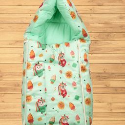 Mittenbooty Infant Baby Sleeping Bag Velvet cum Wrap Unicorn Icecream Print-Green-image-83