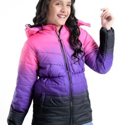 Pine Kids Full Sleeves Gradient Ombre Printed Medium Winter Hooded Jacket - Multicolor-image-92