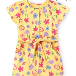 Babyoye Cotton Sleeveless Jumpsuit Floral Print - Yellow-picture-42