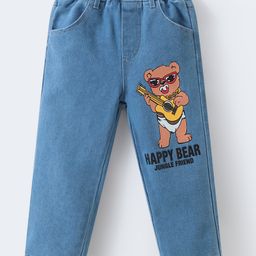 Mark & Mia Denim Full Length Washed Jeans with Animal Print - Blue-picture-22