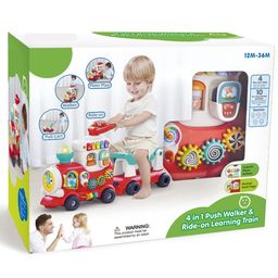 Azhari 4 in 1 Smart Learning Push Walker & Ride-on Learning TrainWith Light & Sound Toy for kids Color & Design May Vary-0