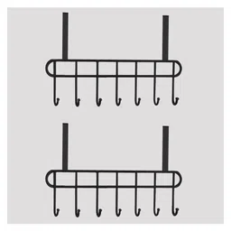 JD FRESH 2 Piece Premium Metal Drill Free Hooks Door Hangers for Clothes - Black-picture-4