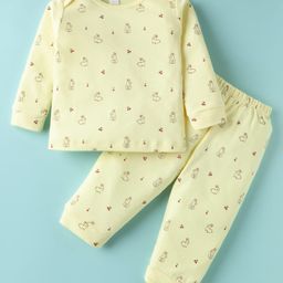 Tango Interlock Knit Full Sleeves Co-ords Night Suit with Bunny Print - Lemon-image-32
