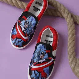 Kidsville Kids Marvels Featuring Captain America Printed Slip On Shoes - Black & Red-picture-23