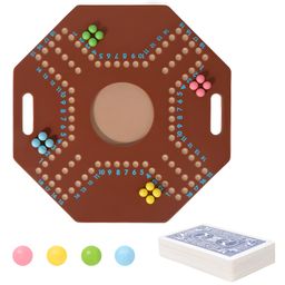 NEGOCIO Classic Foldable Wooden Board Game Strategy Competitive Four People Game Set with Cards- PACK OF 1- COLOR MAY VARY-picture-10