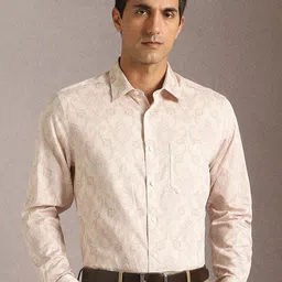 Louis Philippe Men Floral Printed Spread Collar Cotton Formal Shirt-image-76