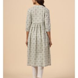 CRAFIQA Three Fourth Sleeves Abstract Printed Maternity Kurta With Concealed Zipper Nursing Access - Grey Blue image 3