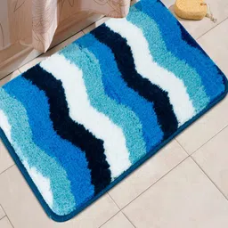 HOKIPO Blue & White Patterned Microfibre 2800 GSM Bath Rug-image-56