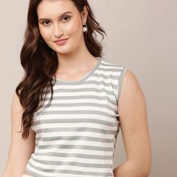 Moda Rapido Women Striped Extended Sleeves Pockets Slim Fit T-shirt-image-19