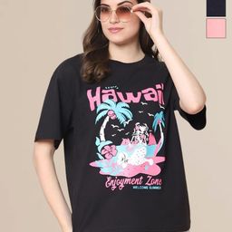 Mast & Harbour Pack Of 3 Printed Cotton Oversized T-shirts-image-63