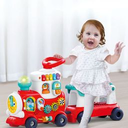 Azhari 4 in 1 Smart Learning Push Walker & Ride-on Learning TrainWith Light & Sound Toy for kids Color & Design May Vary image 4