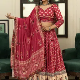 Moda Rapido Printed Semi-Stitched Lehenga & Unstitched Blouse With Dupatta image 3