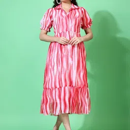 Attire Empire Tie and Dye Georgette Fit & Flare Midi Dress-picture-17