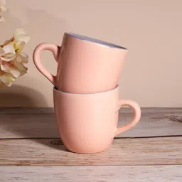 Storepedia Peach-Coloured & Grey Solid Ceramic Glossy Cups Set of Cups and Mugs image 5