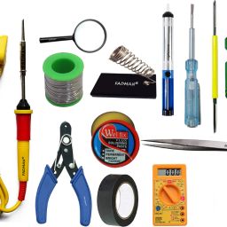Basic Complete Part Type-13 Soldering Iron Kit | Wire Cutter | Stand | Solder Wire | Tweezer | Soldering Flux | Soldering Bit | Tester| Desoldering Pump | Magnifying Glass | Electric Tape | 2IN1 Screw Driver | Digital Multimeter | Soldering Iron 25 W Simple-image-9