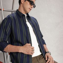 WROGN Pure Cotton Striped Casual Shirt-image-27