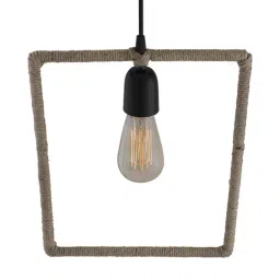 Homesake Beige Rectangle Shape Hemp Rope Lamp - Set of 1 (Bulb not included) image 3