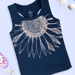 Kiddopanti Girls Teal Blue Printed Top-image-36