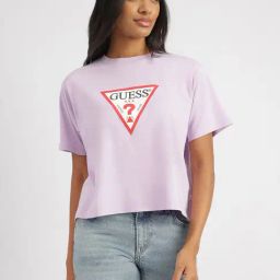 Guess Jeans Iconic Lilla Flower Cotton Boxy Fit Logo Printed T-Shirt-image-10