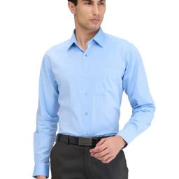Raymond Blue Slim Fit Striped Shirt-image-51