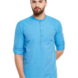 even Men Blue Solid Straight Kurta-image-14