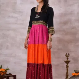Rustorange Black Printed Dress-image-4