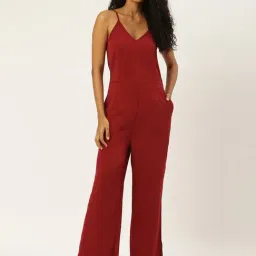 Trend Arrest Maroon V Neck Jumpsuit-image-33