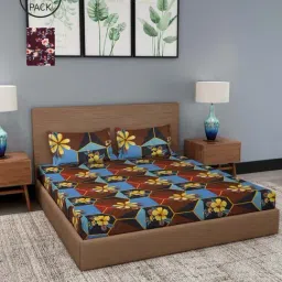 NEUDIS Multicolor Polyester 180 TC 2 Bedsheets with 4 Pillow Covers-14